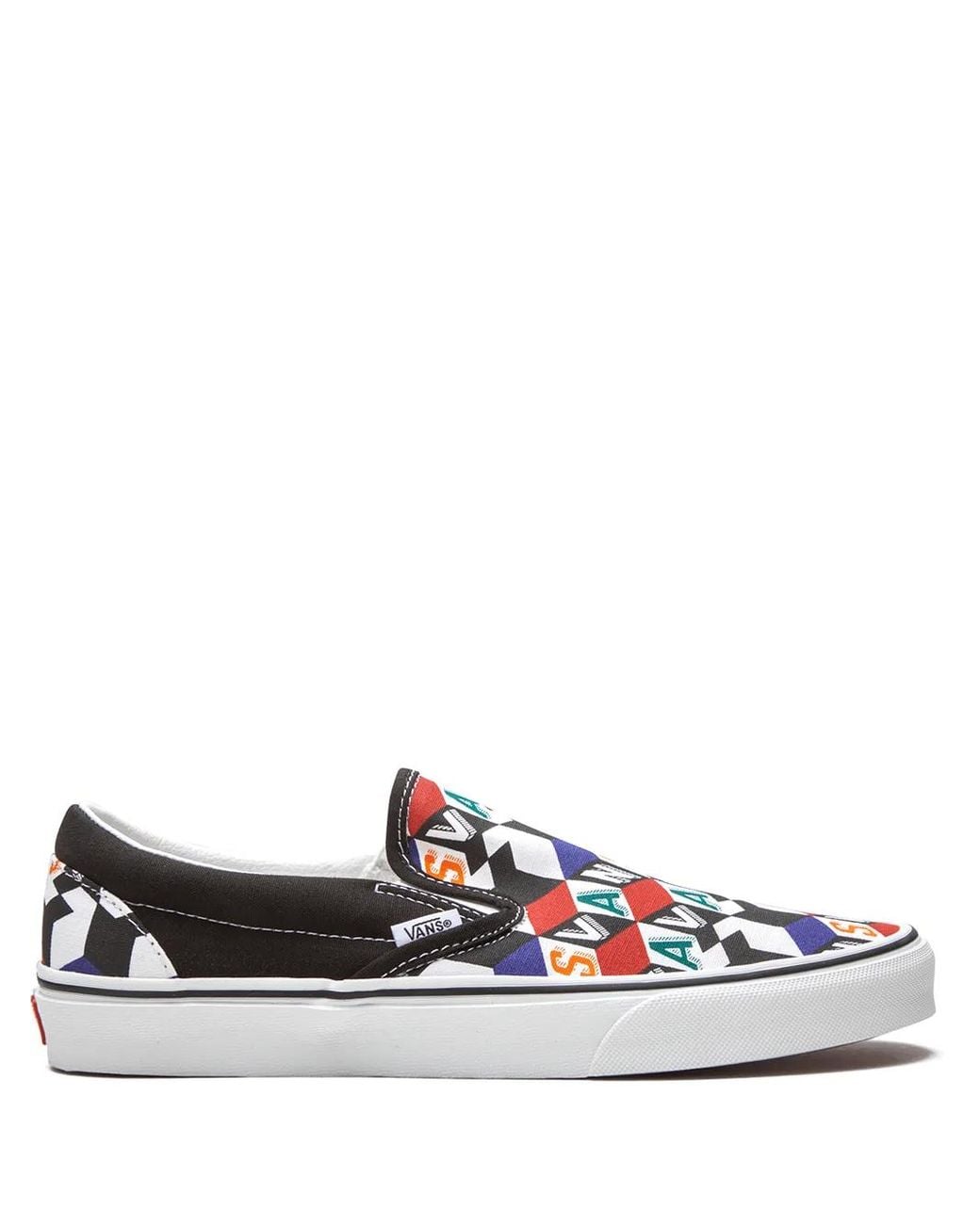 Vans White Slip-On "Checker Cube" Sneakers