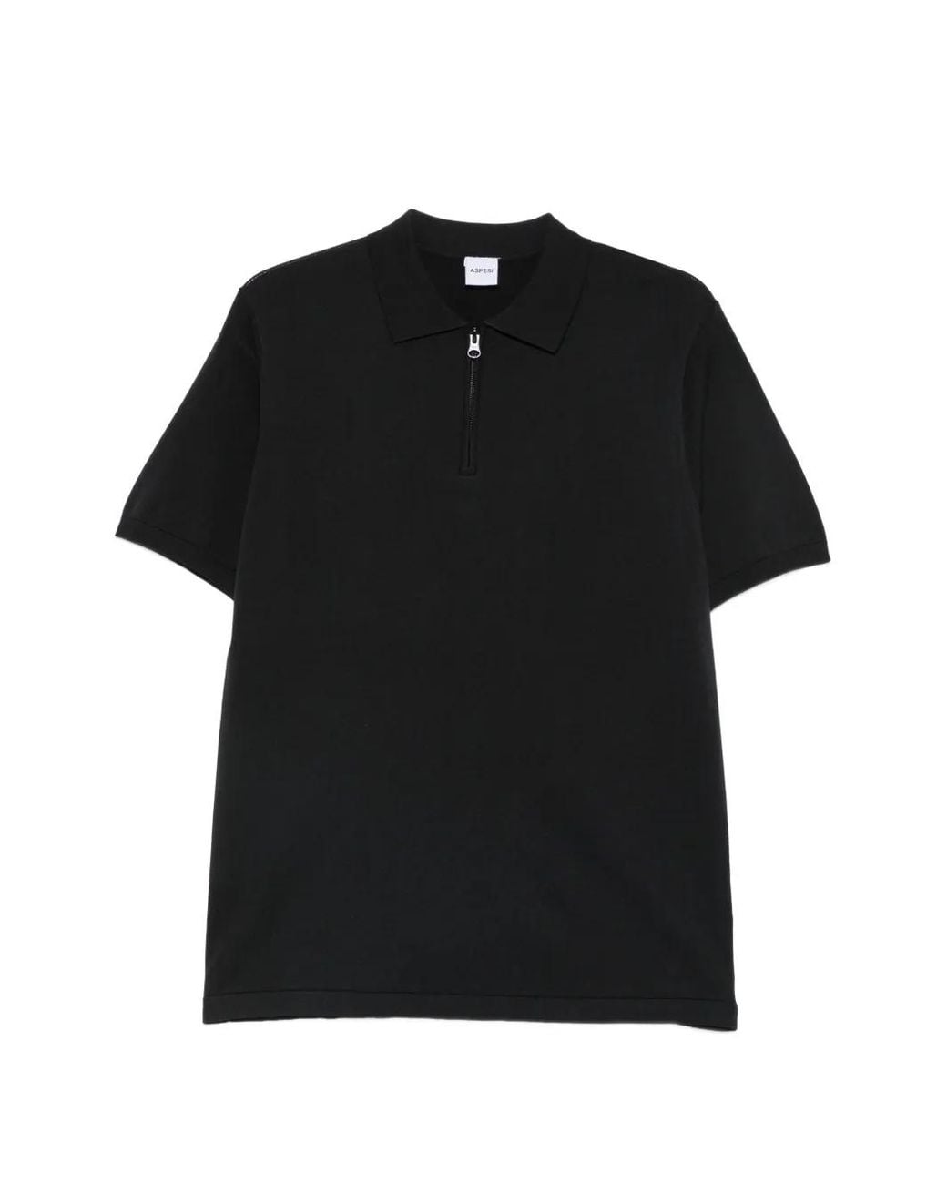 Aspesi Black Quarter-Zip Polo Shirt for men