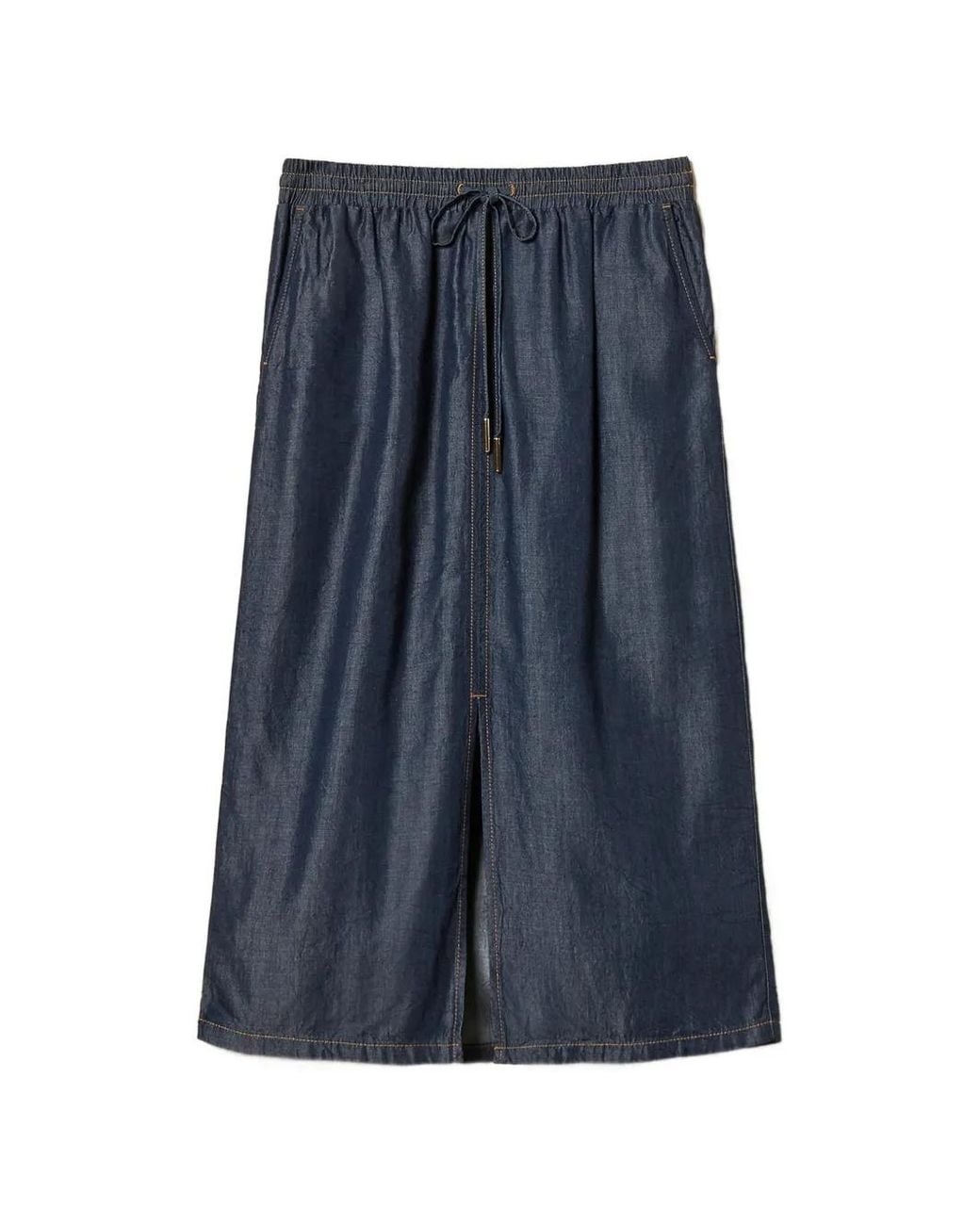 Twinset Blue Jupe Mi-Longue En Chambray