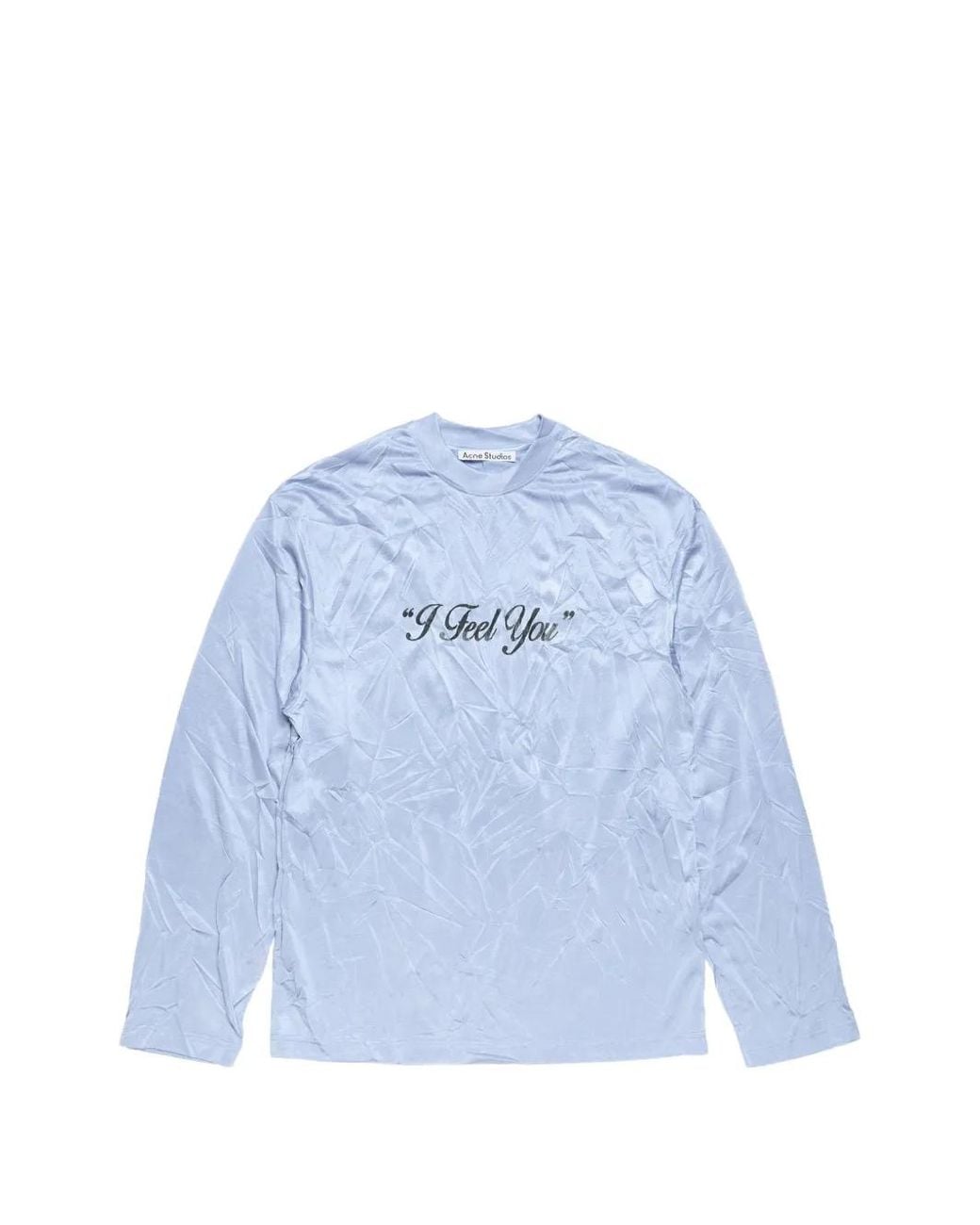 Acne Blue Crinkled Graphic T-Shirt