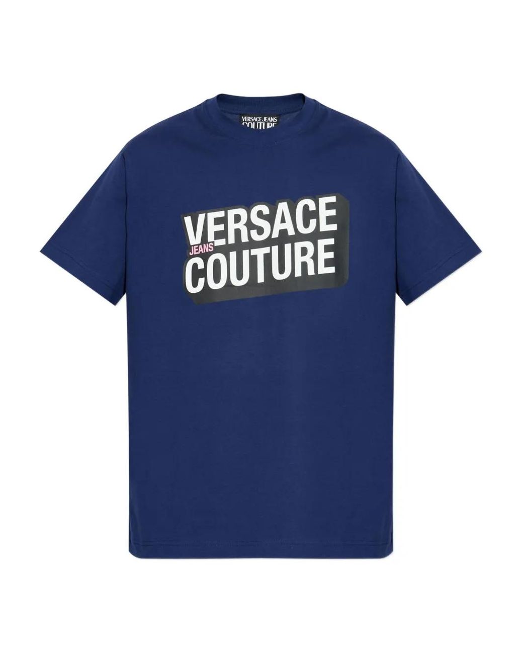 Versace Jeans Couture Blue Logo-Print T-Shirt for men