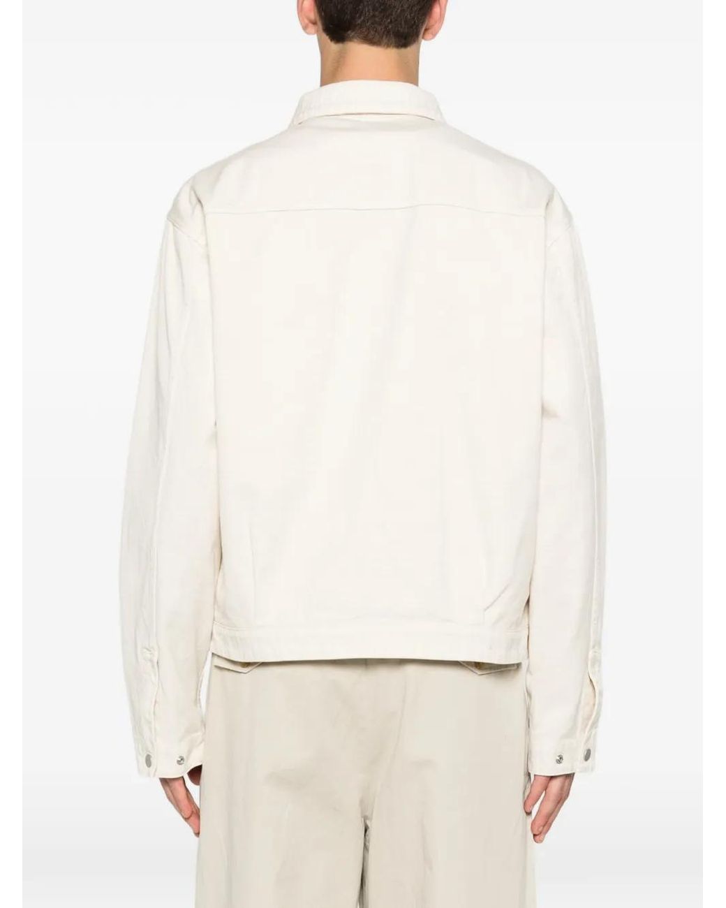 Stone Island White 4100074 Slub Cotton Batavia-Tc_S.I. Marina Coach Jacket for men