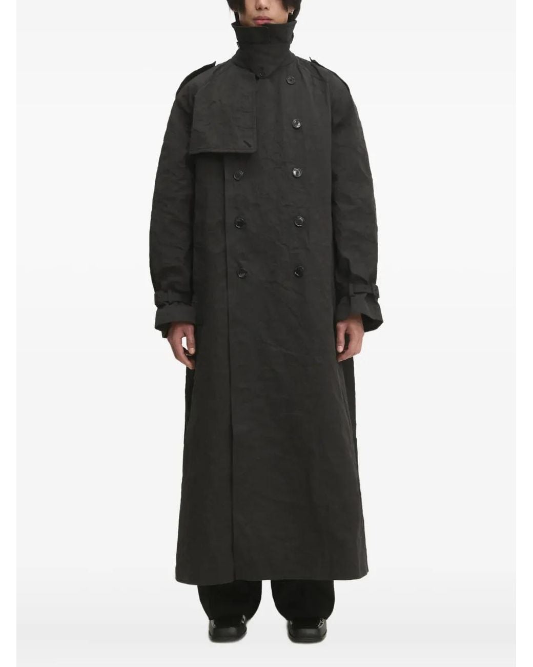 Vetements Black Double-Breasted Belted Trench Coat for men