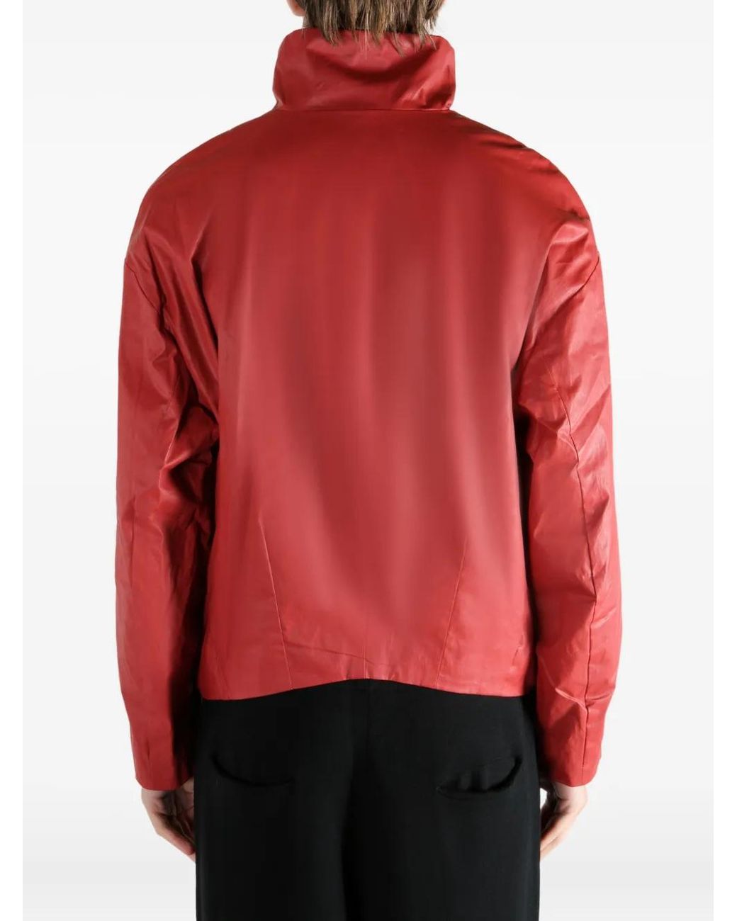 Omar Afridi Red High-Neck Zip-Up Jacket for men