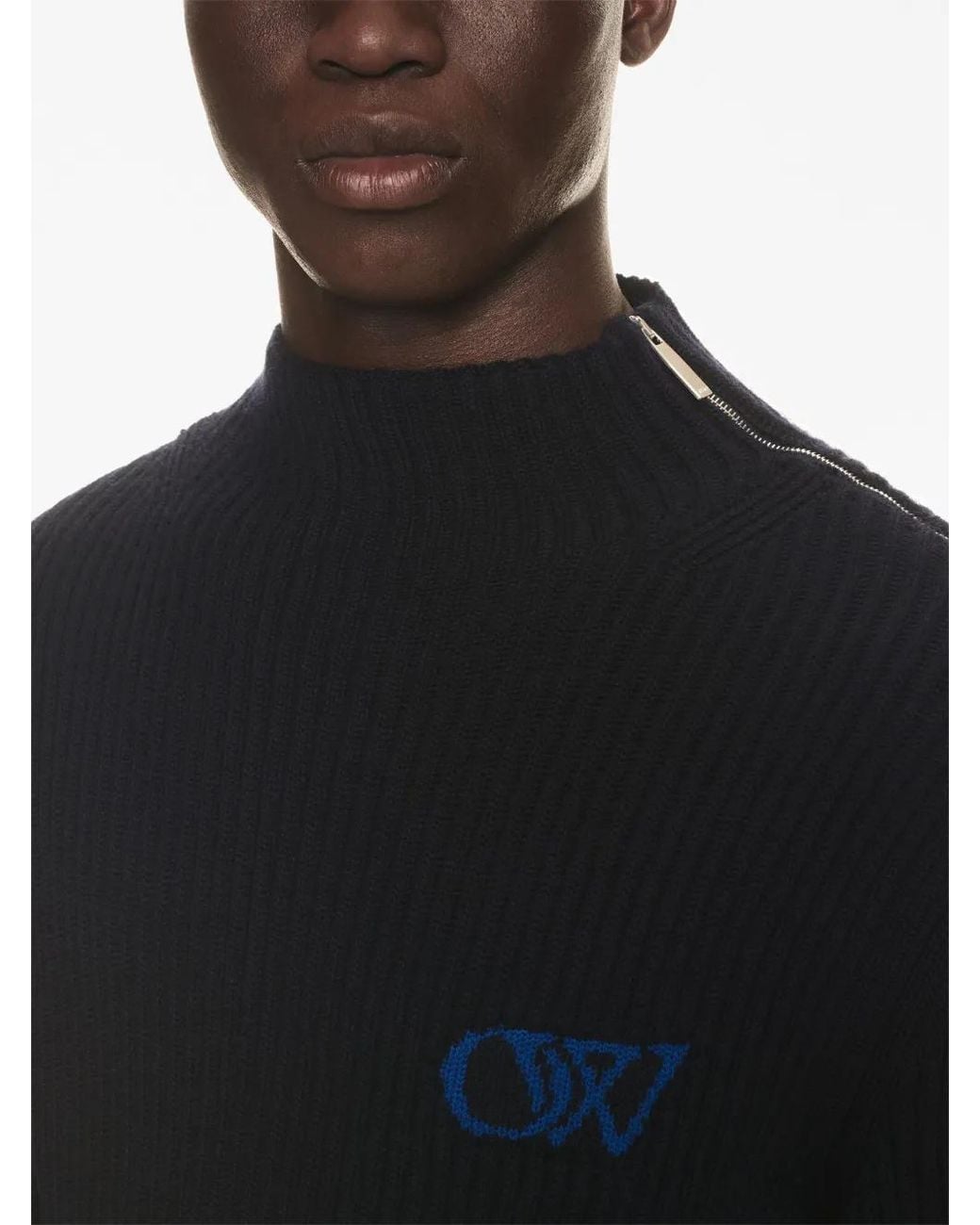 Off-White c/o Virgil Abloh Black Logo-Embroidered Rib-Knit Jumper for men