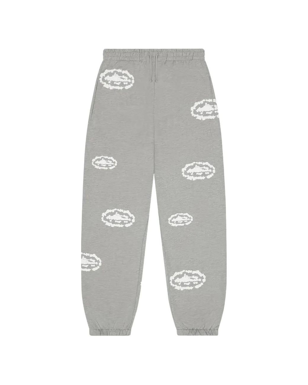 corteiz Gray X Denim Tears Island Wreath Track Pants for men