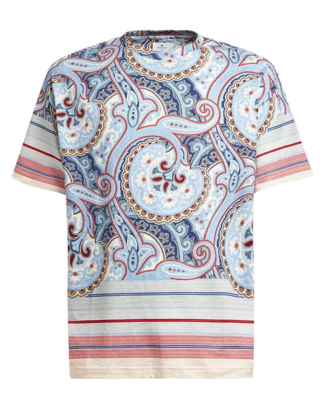 Etro Blue T-Shirt With Paisley Print for men
