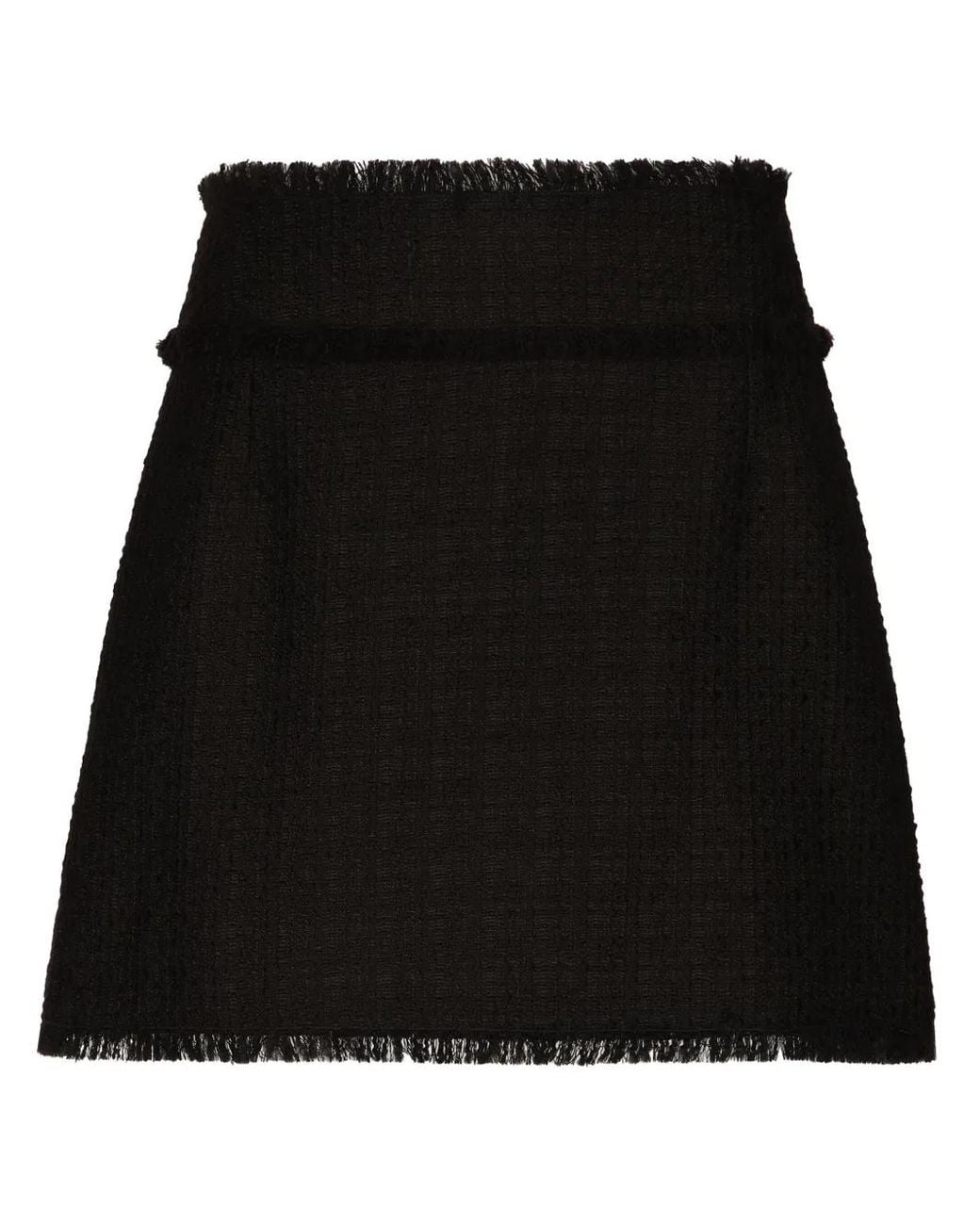 Dolce & Gabbana Black High-Waist Tweed Miniskirt