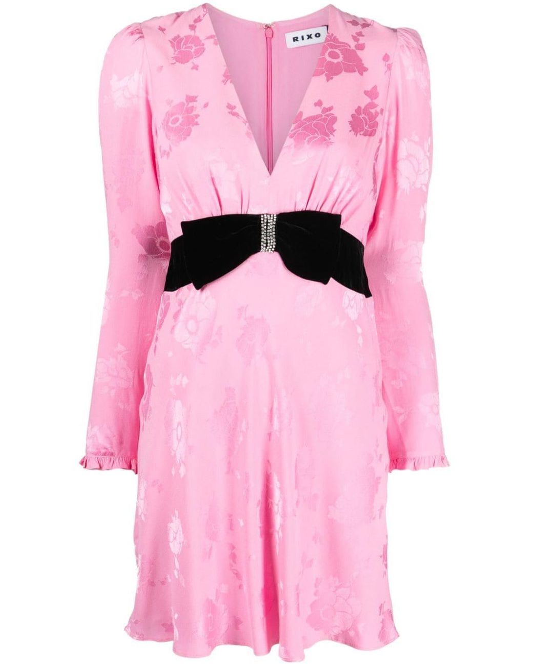 RIXO London Bambi Jacquard Bow--detail Minidress in Pink | Lyst