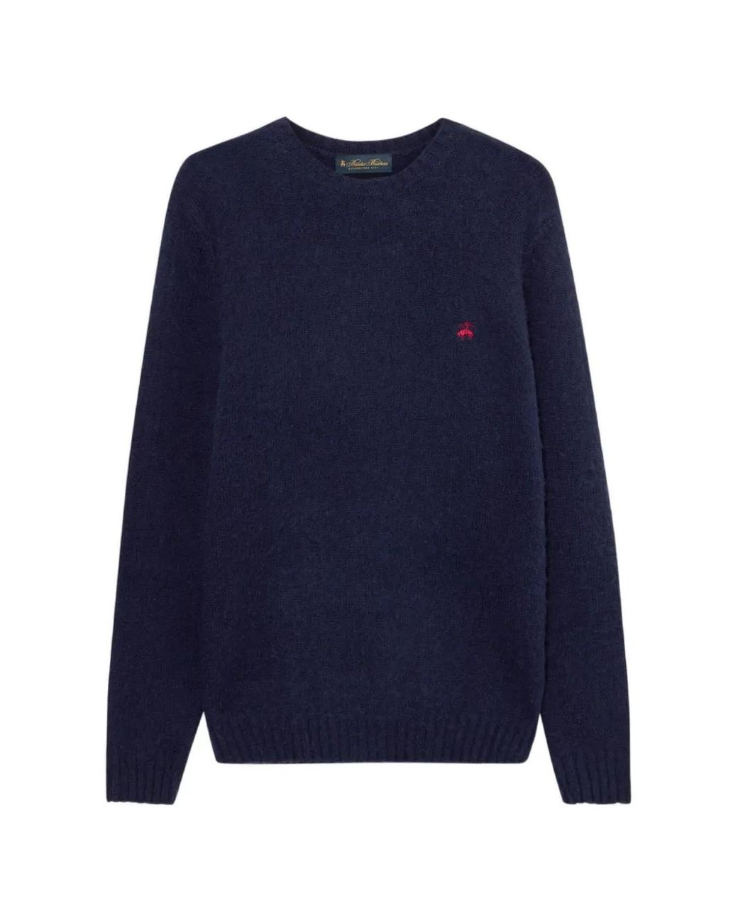 Brooks Brothers Blue Shetland-Wool Crew-Neck Sweater for men