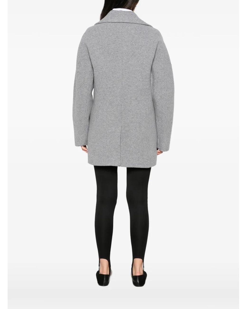 Totême Gray Double-Breasted Peacoat