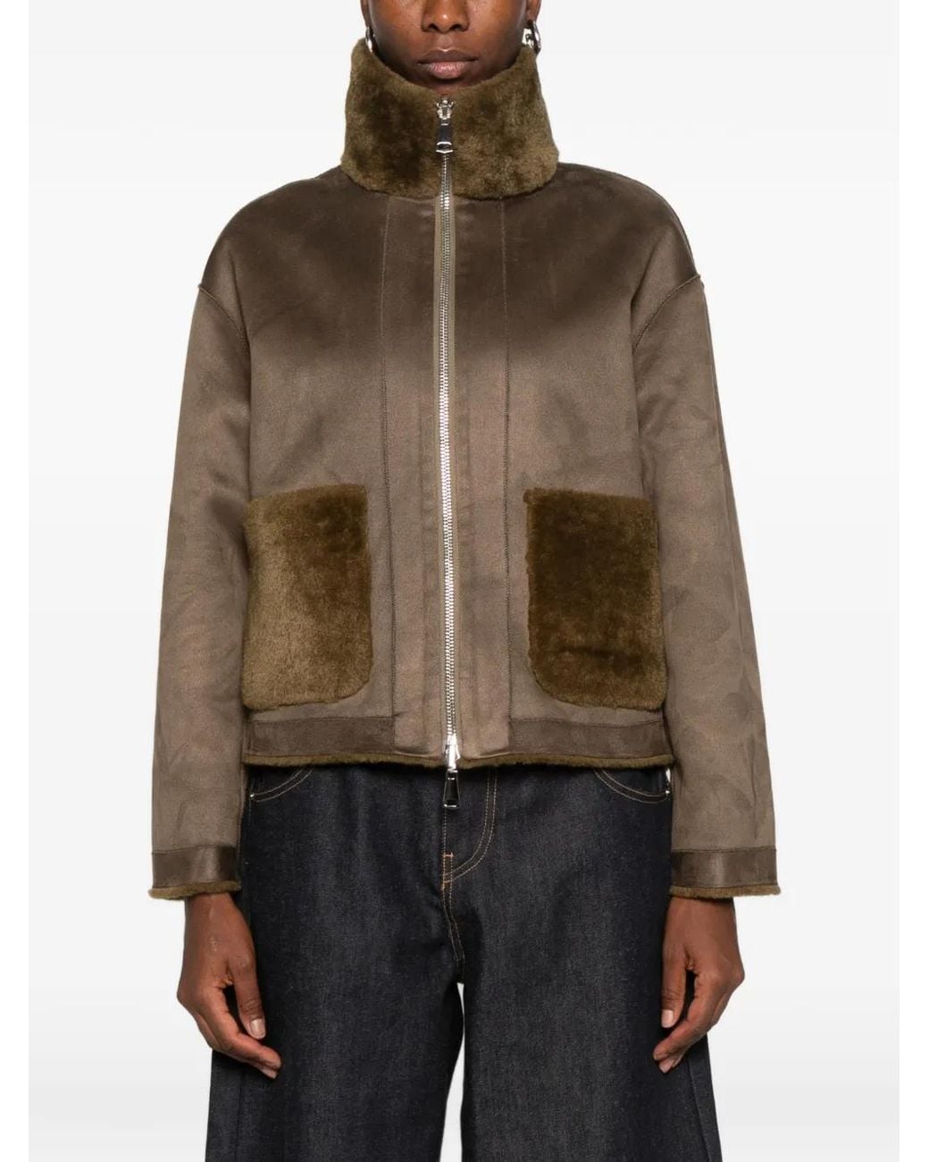 Betta Corradi Green Faux-Fur Panelled Jacket