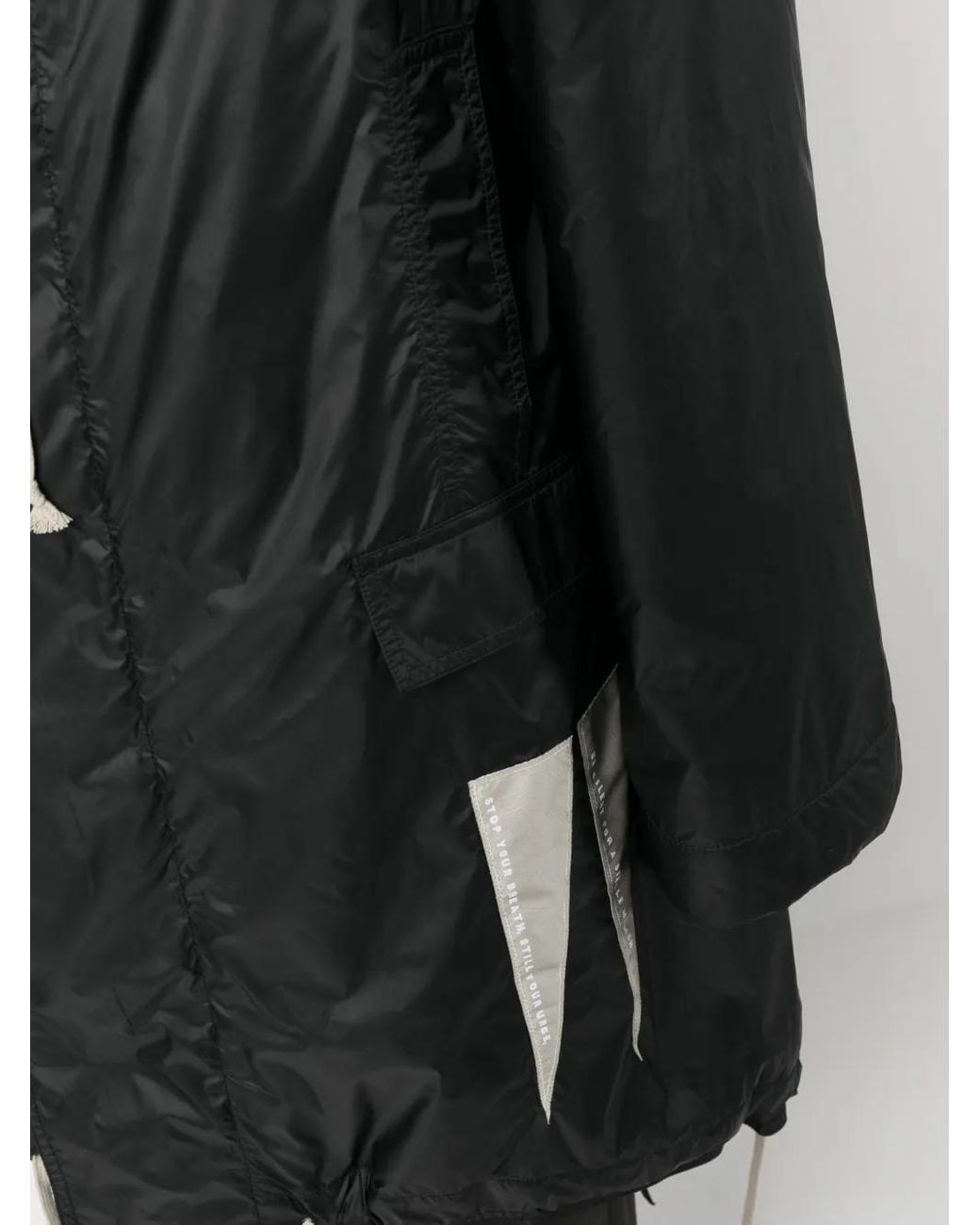 Rick Owens Black Fishtail Hooded Raincoat for men