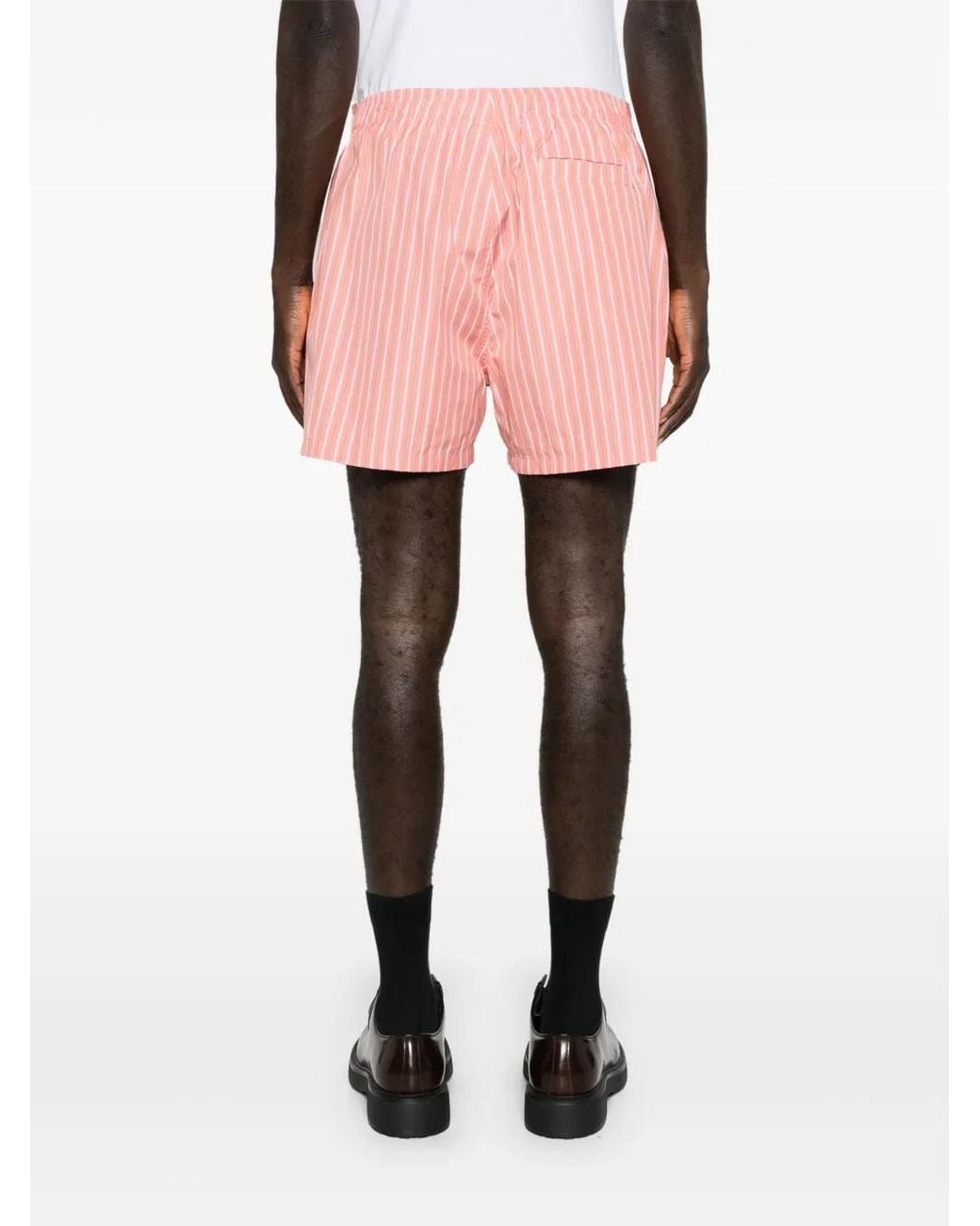 Martine Rose Pink Striped Mid-Rise Deck Shorts for men