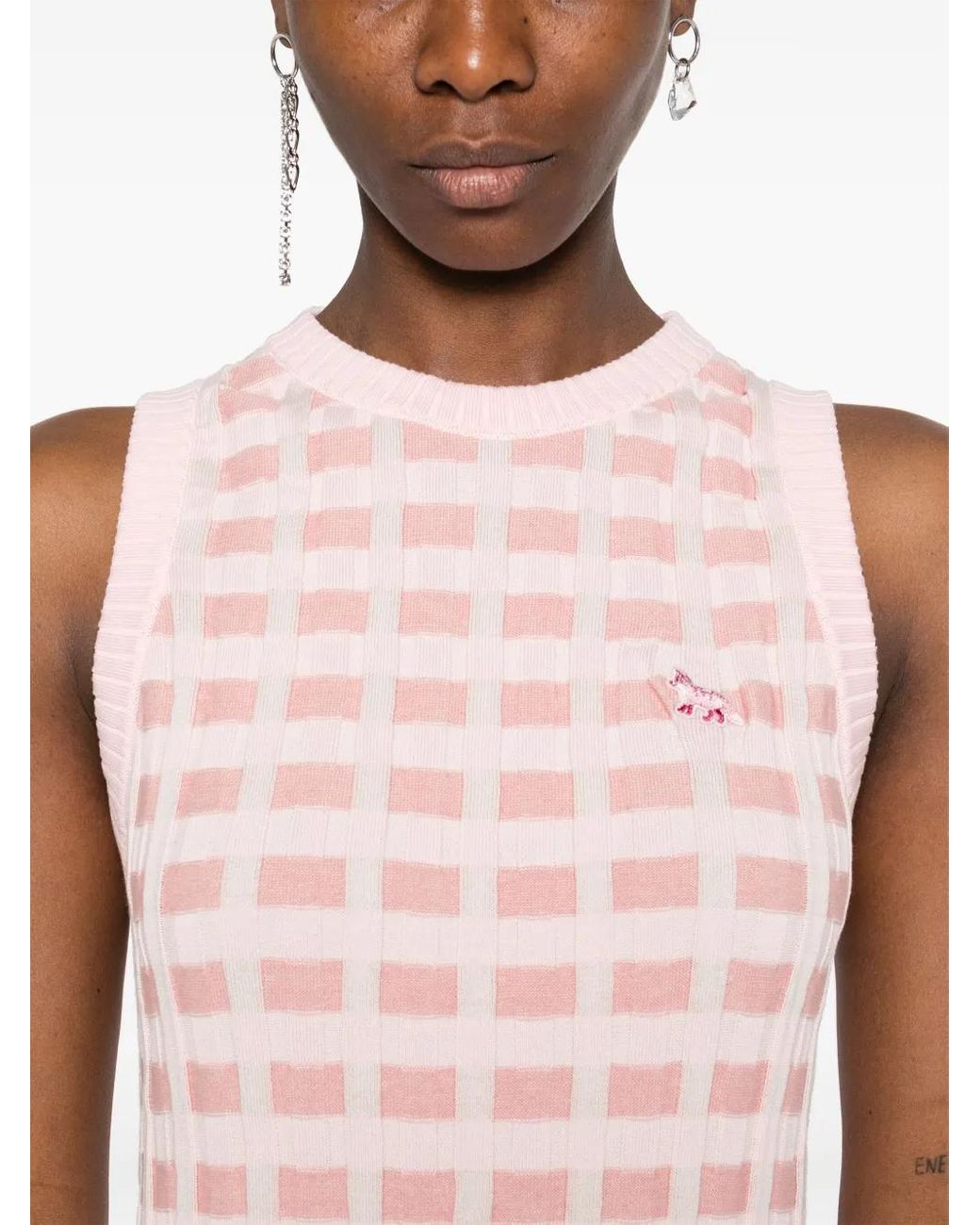 Maison Kitsuné Pink Fox Pattern Midi Dress