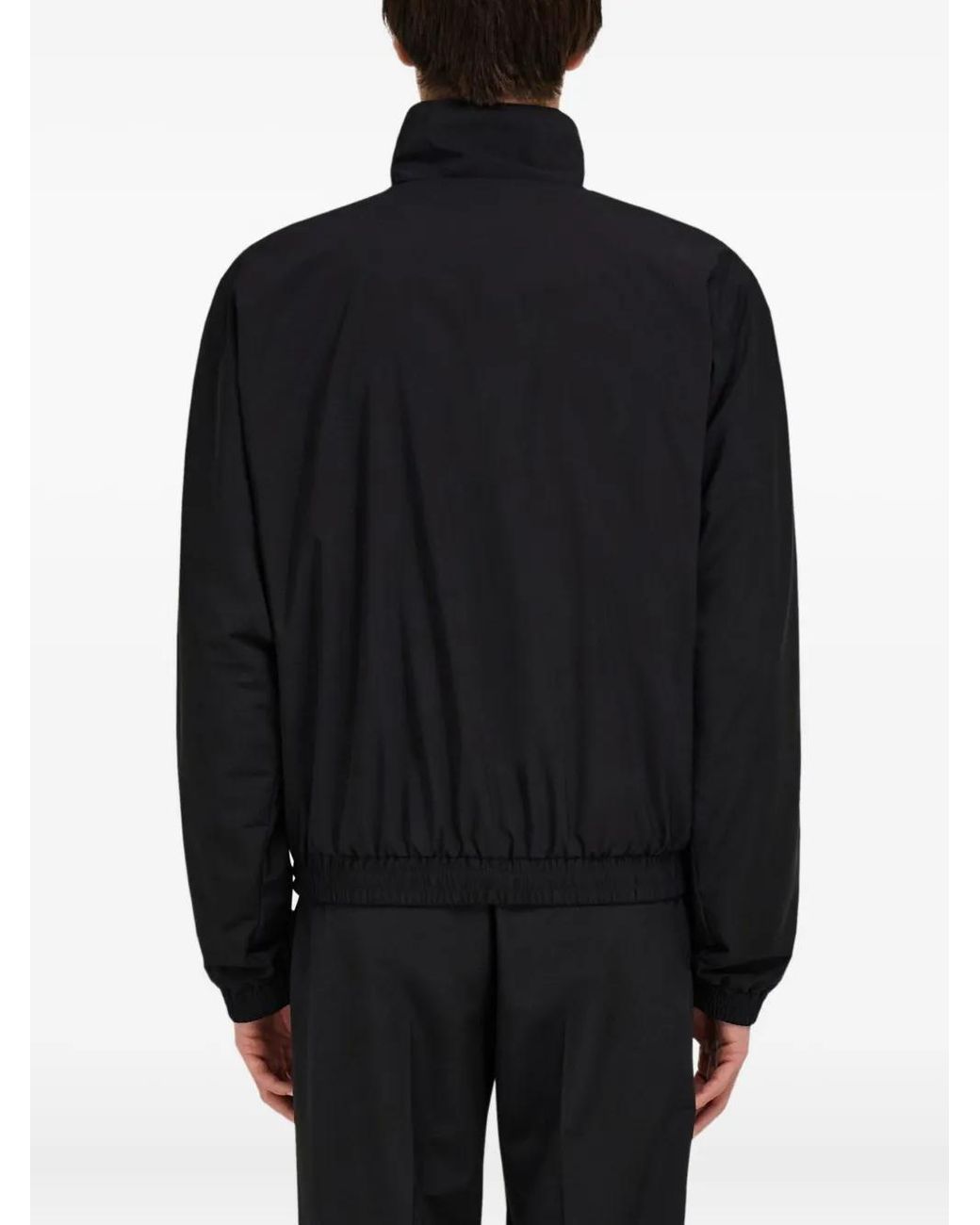 Ferragamo Black Logo-Patch Bomber Jacket for men
