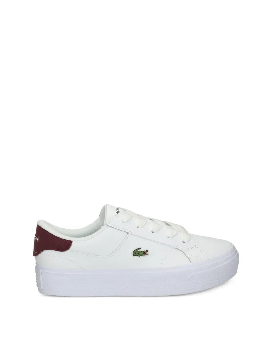 Lacoste White Logo-Patch Platform Sneakers