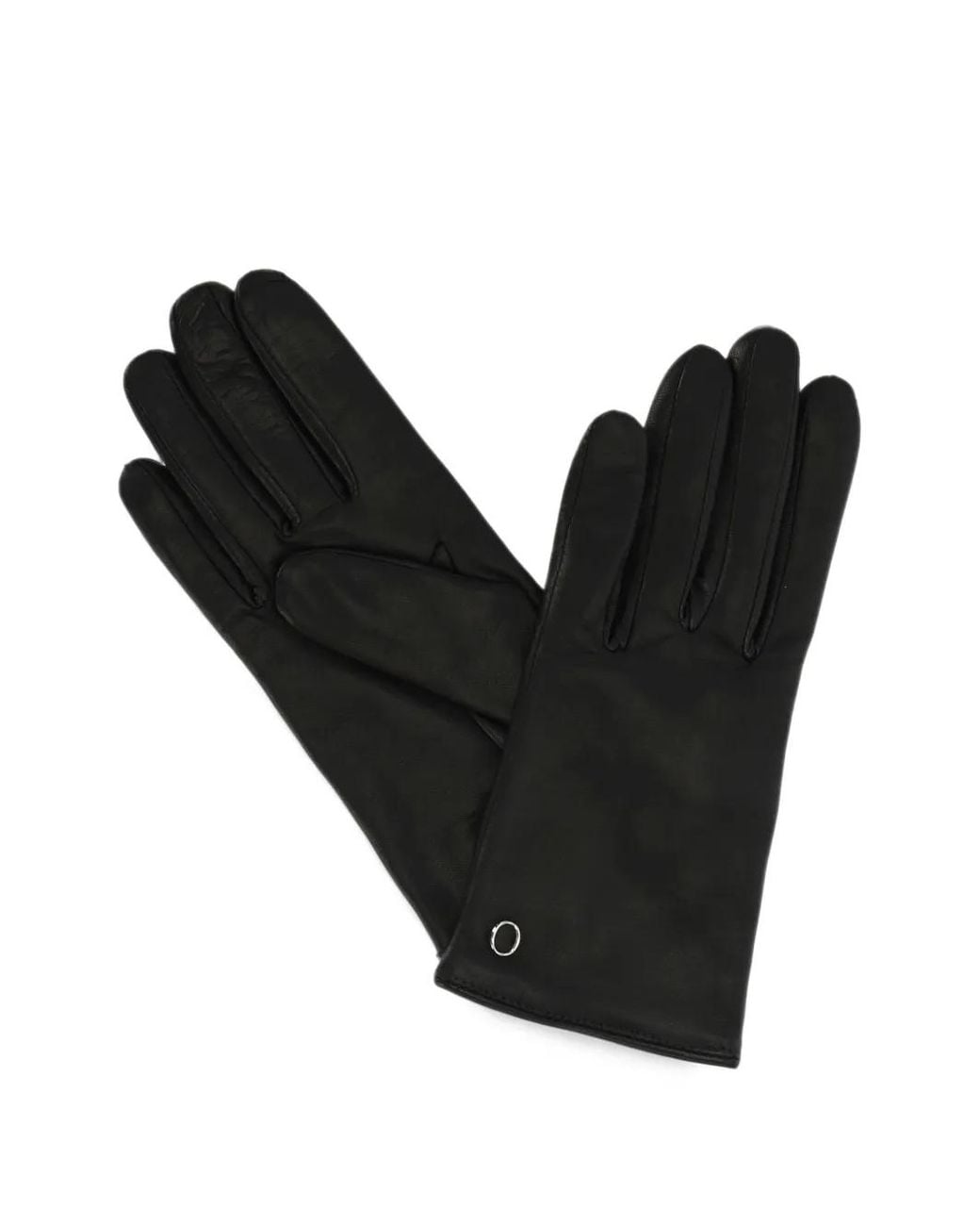 Orciani Black Logo-Plaque Leather Gloves
