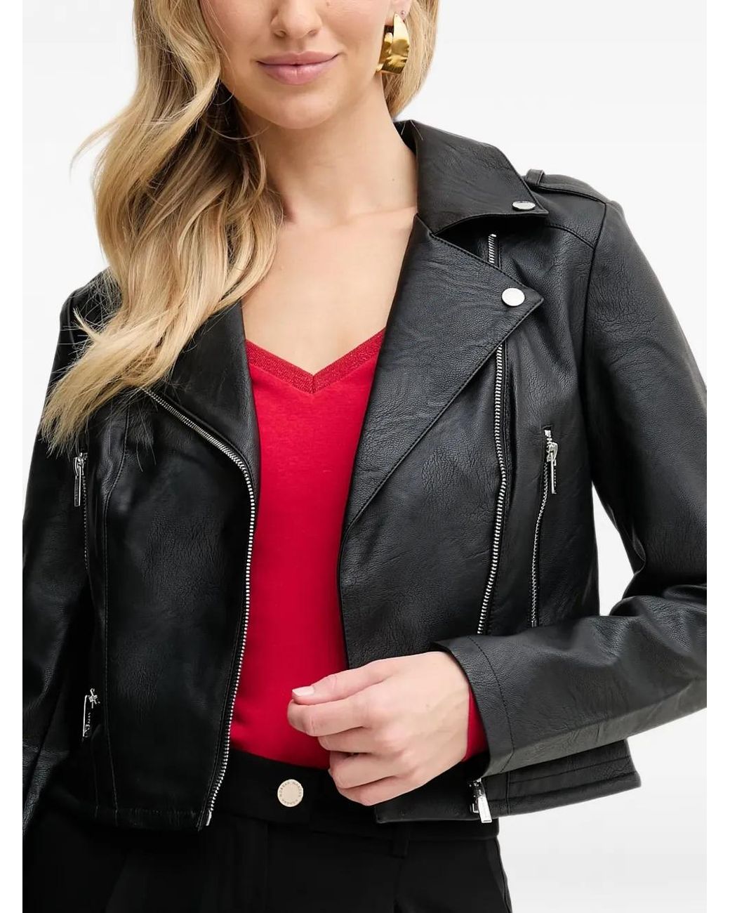 Morgan White Zip-Up Biker Jacket