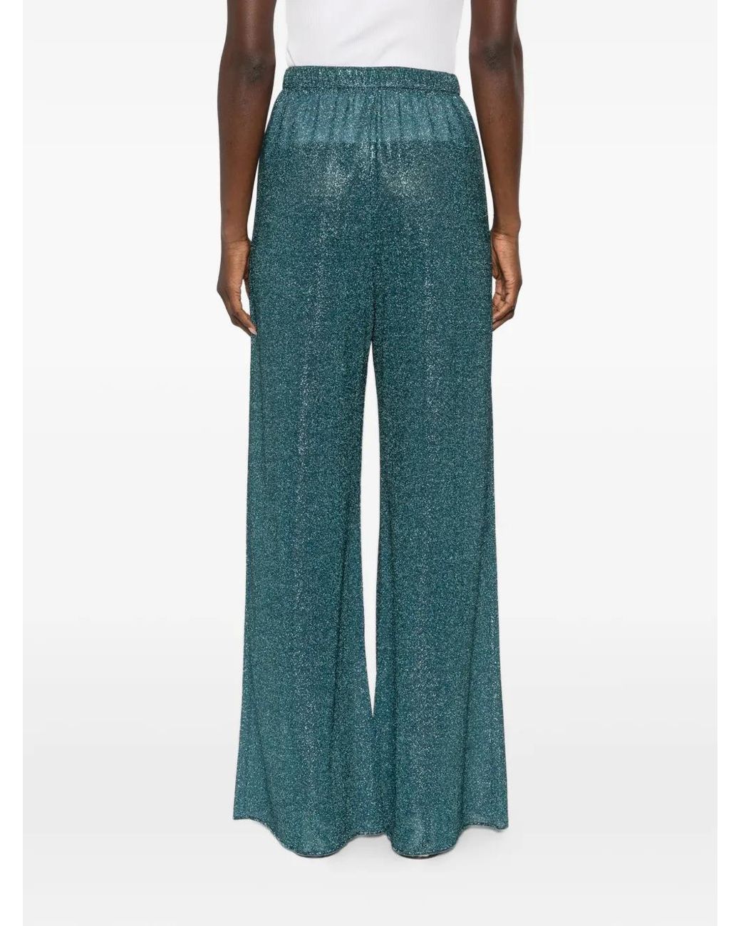 Oseree Green Lumiere Metallic Trousers