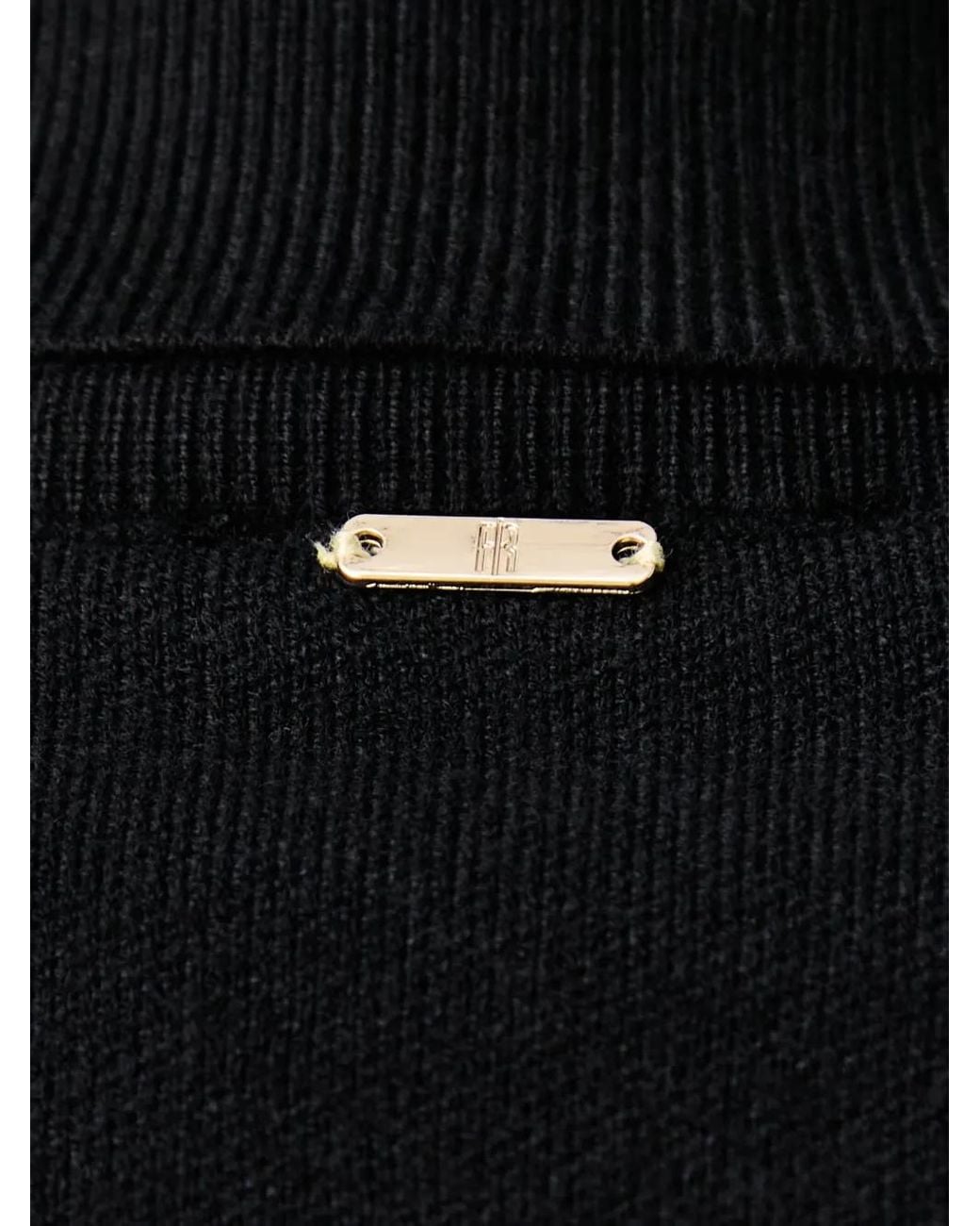 Fracomina Black Floral-Intarsia Roll-Neck Sweater