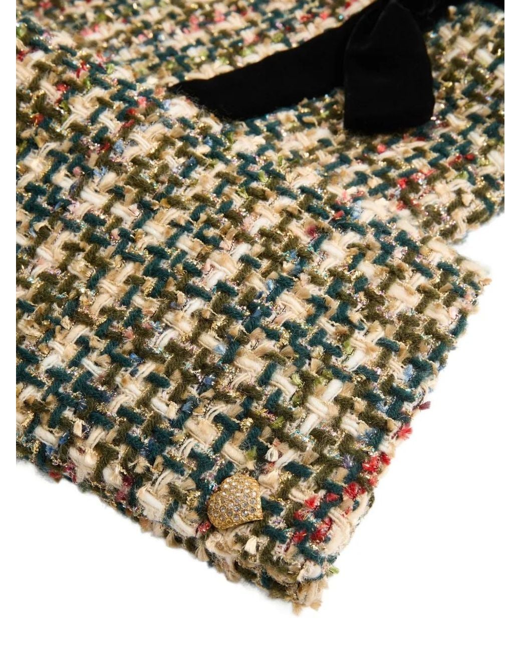 Valentino Garavani Green Bow-Belt Tweed Jacket