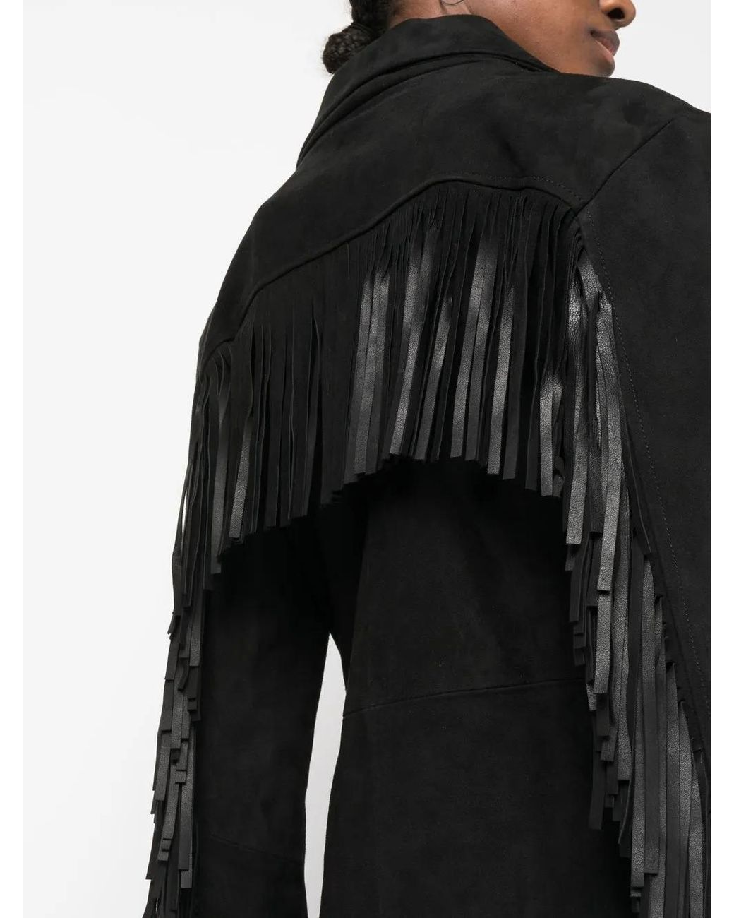 Dan Cassab Black Rivera Fringed Leather Jacket