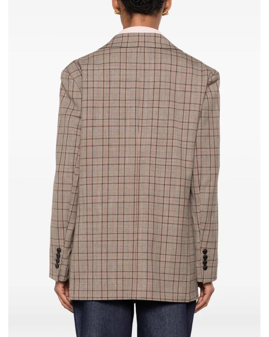 Sandro Brown Check Suit Jacket