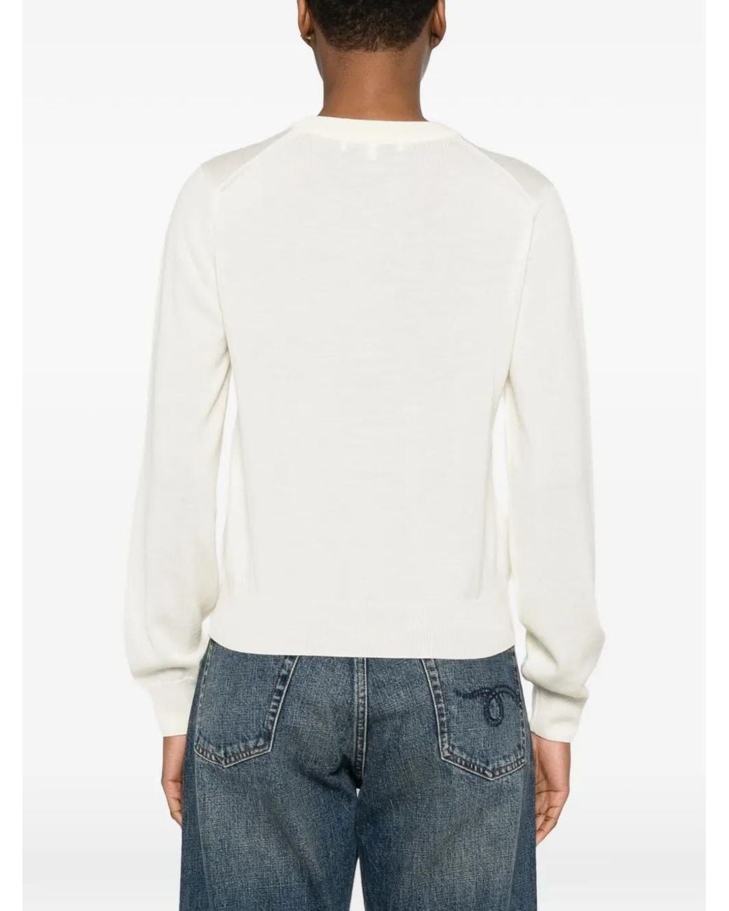 Maison Kitsuné White Maison Kitsuné Baby Fox Wool Crewneck Jumper