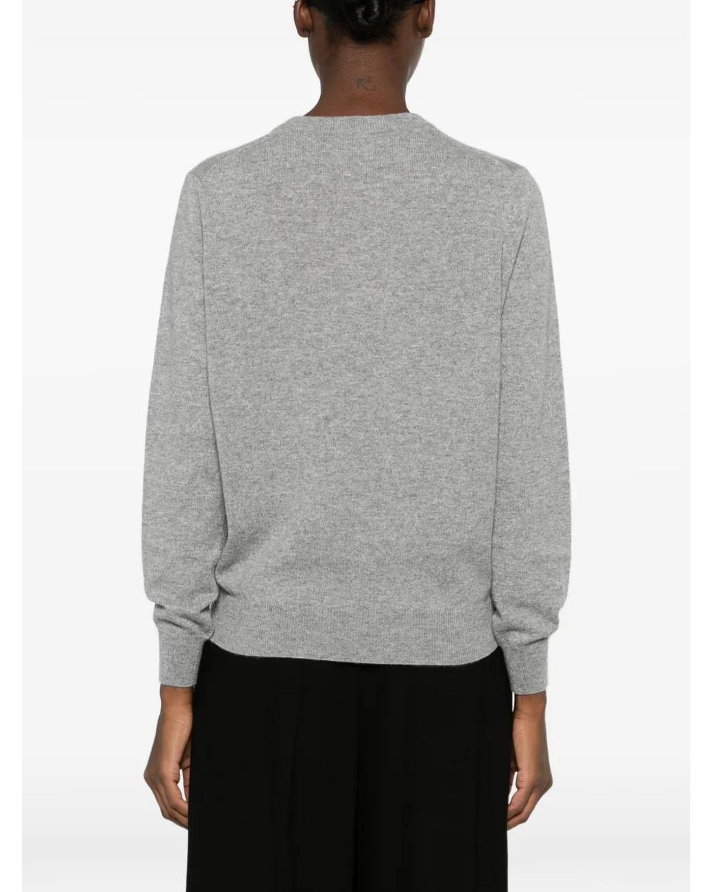 Allude Gray Ribbed-Trim Sweater