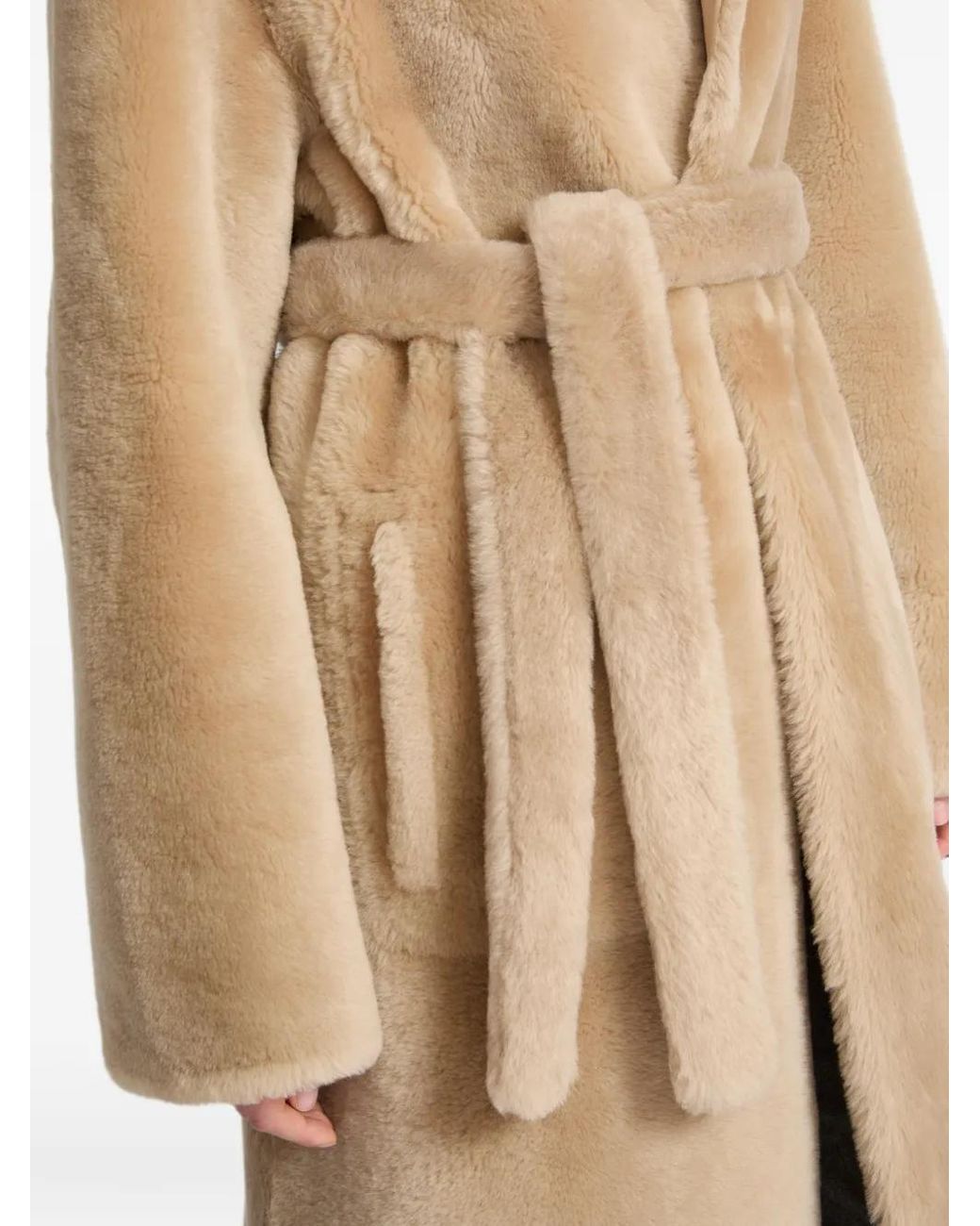 Yves Salomon Natural Manteau En Peau Lainée À Design Réversible