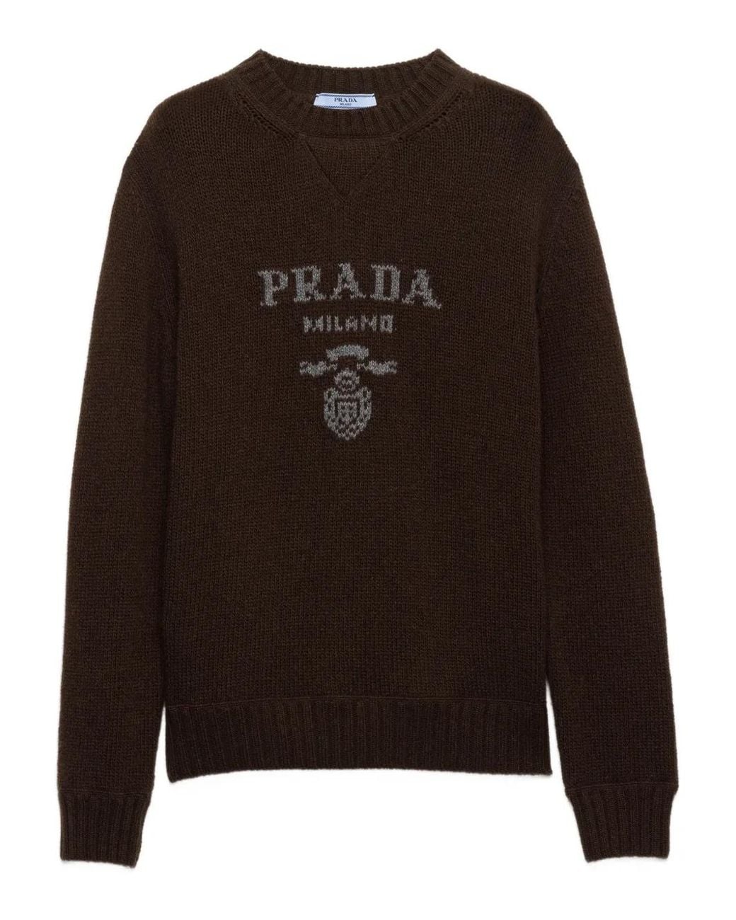 Pull À Logo Prada en coloris Brown