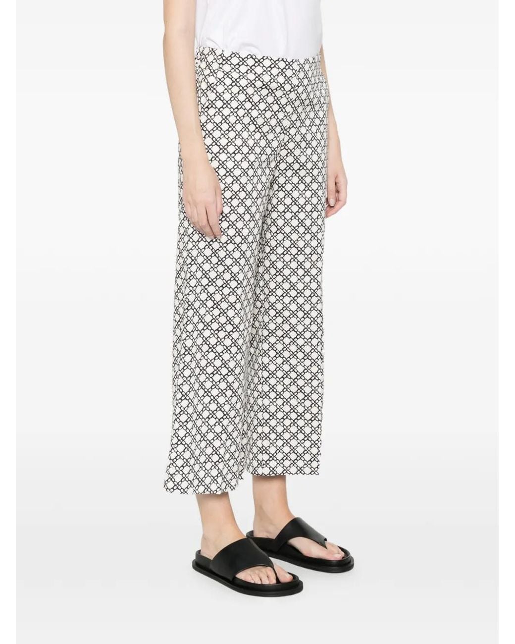 Marella White Patterned Trousers