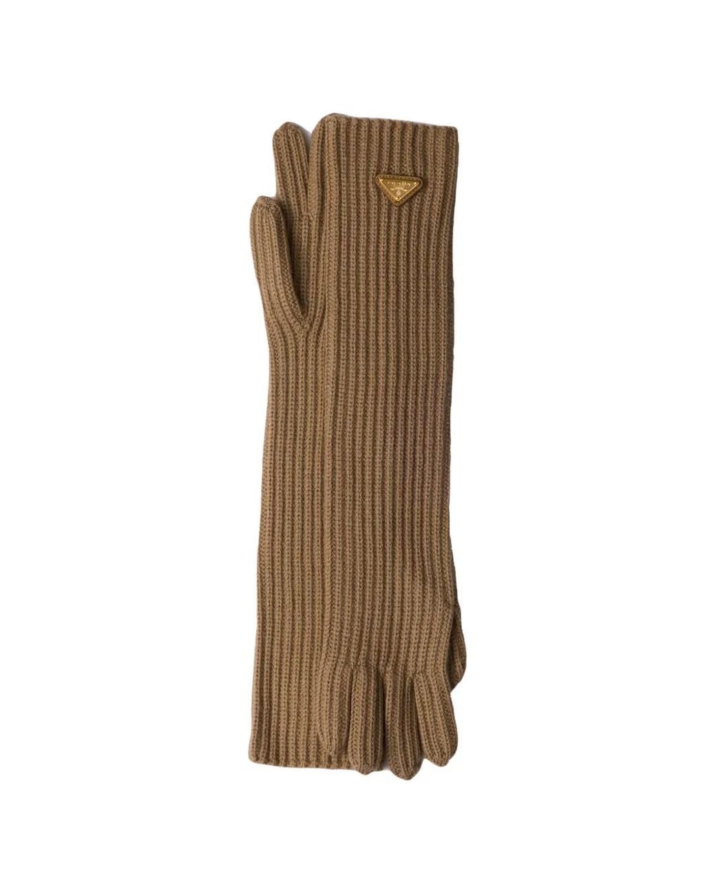 Prada Natural Wool Knit Gloves