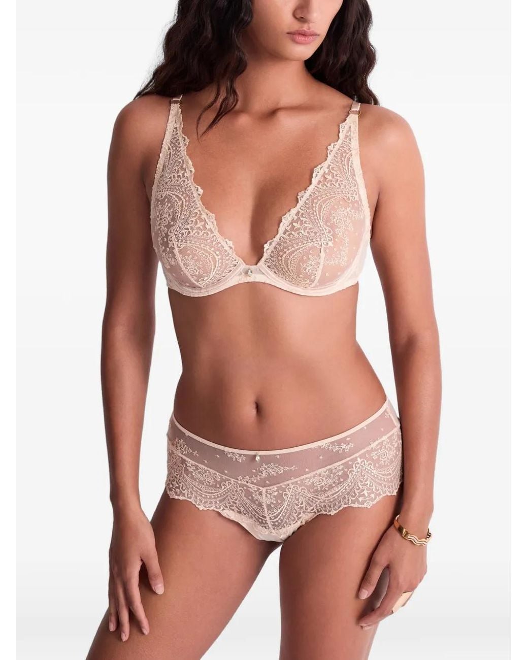 Aubade Natural Antique Lights Lace-Embroidered Briefs