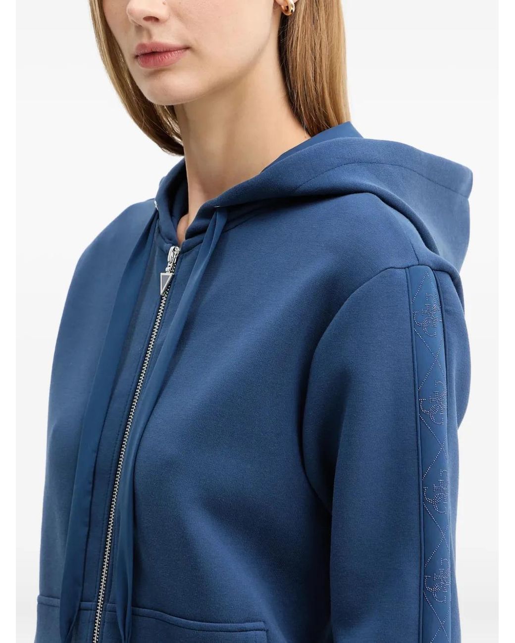 Guess Blue Zip-Detail Hoodie
