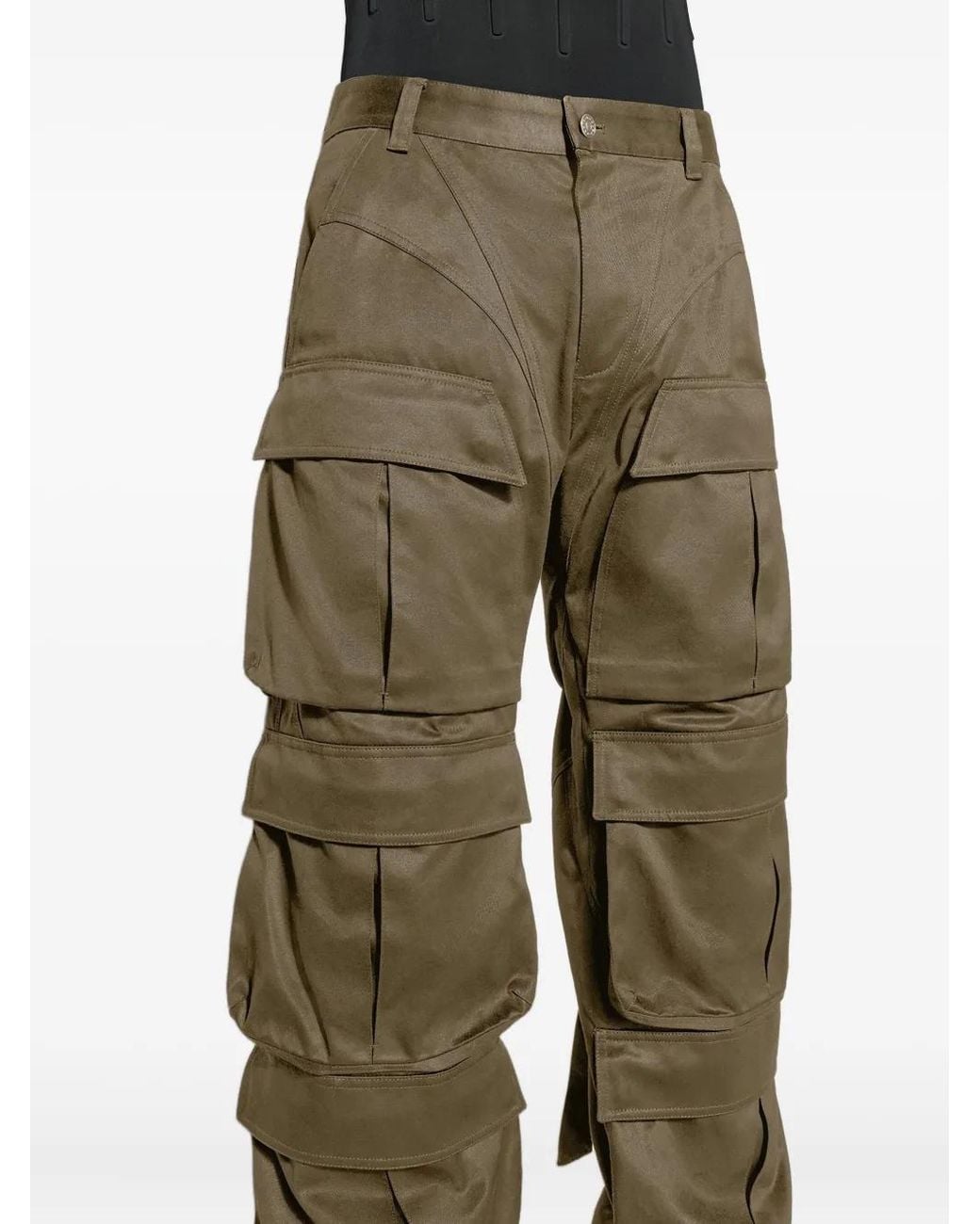 Mugler Green Layered-Pockets Trousers for men