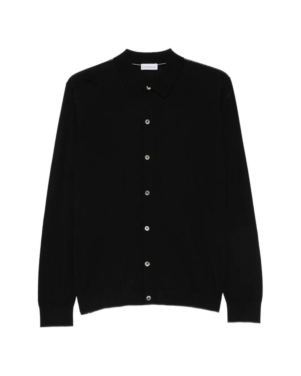 ÉPHÉMÈRE Black Button-Up Collar Cardigan for men