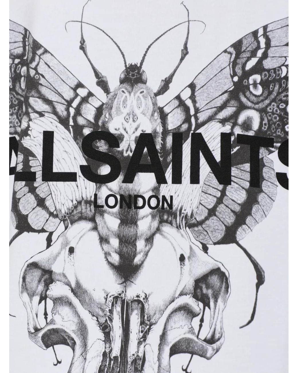 AllSaints White Swoop Amelie Butterfly-Print T-Shirt