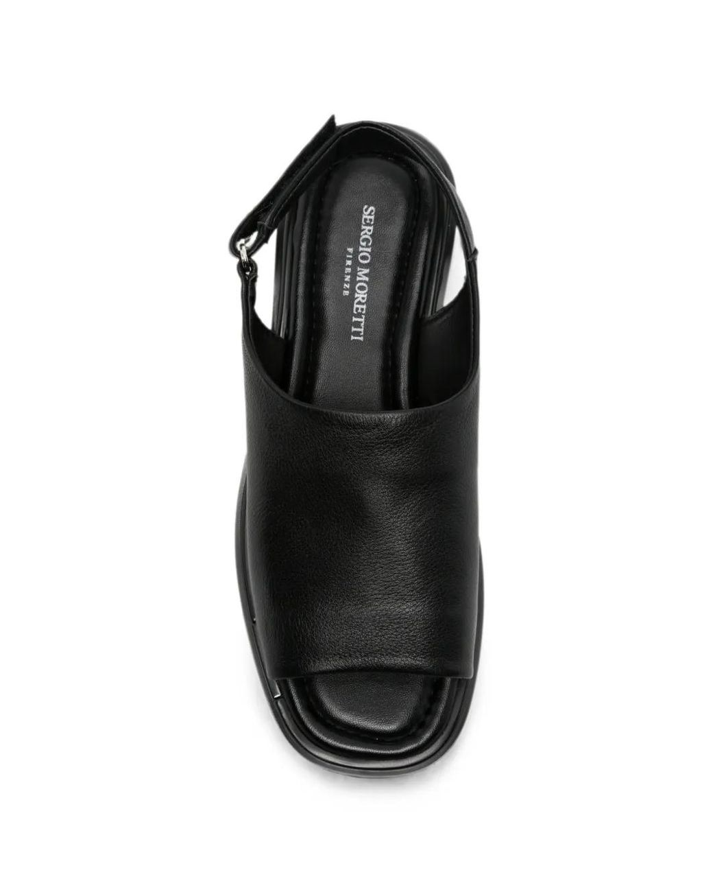 SERGIO MORETTI FIRENZE Black Slingback Touch-Strap Sandals