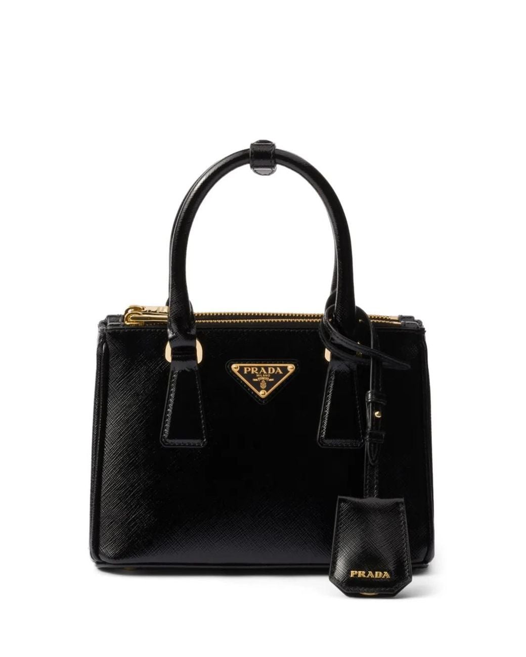 Prada Black Galleria Mini Patent Saffiano Bag