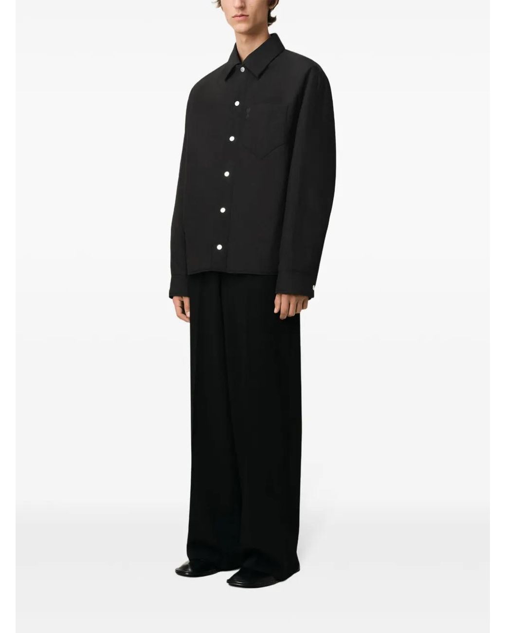 AMI Black Boxy Jacket With Classic Collar for men