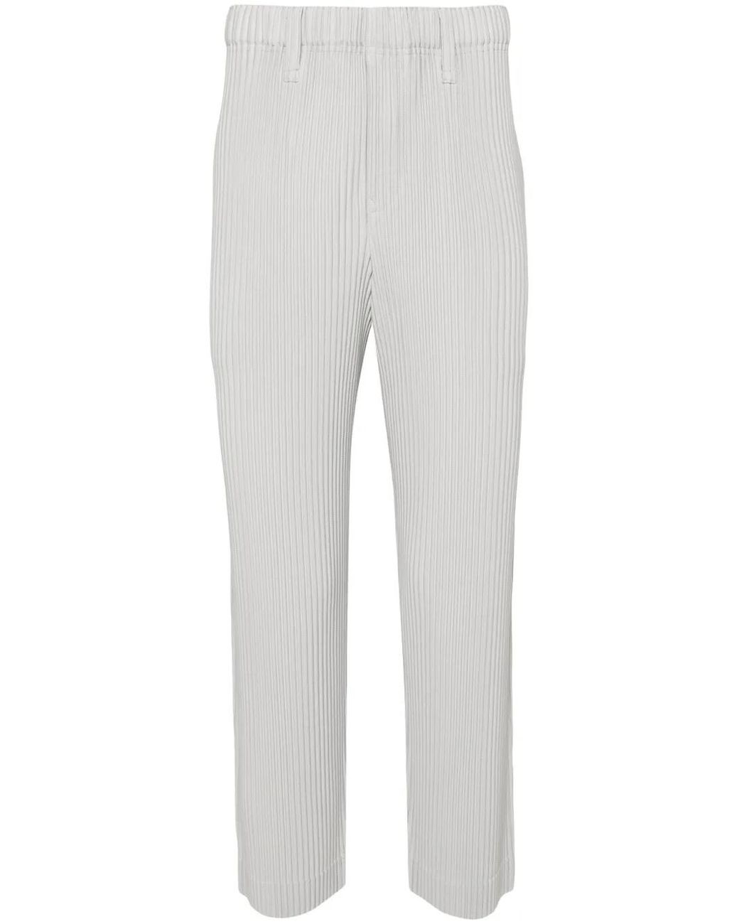 Homme Plissé Issey Miyake Gray Pleated Trousers for men