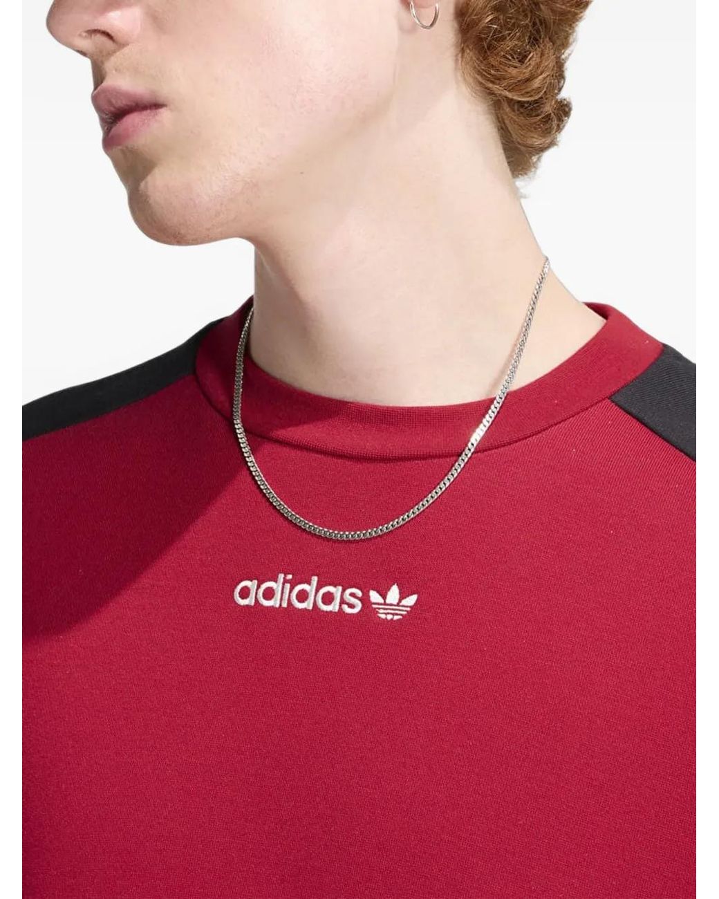 Adidas Red Cutline Crew-Neck Sweater for men