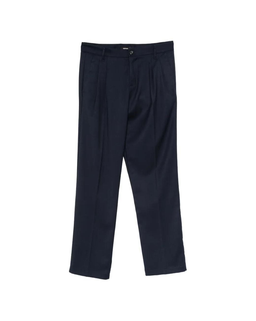 Imperial Blue Pleated Straight-Leg Trousers for men
