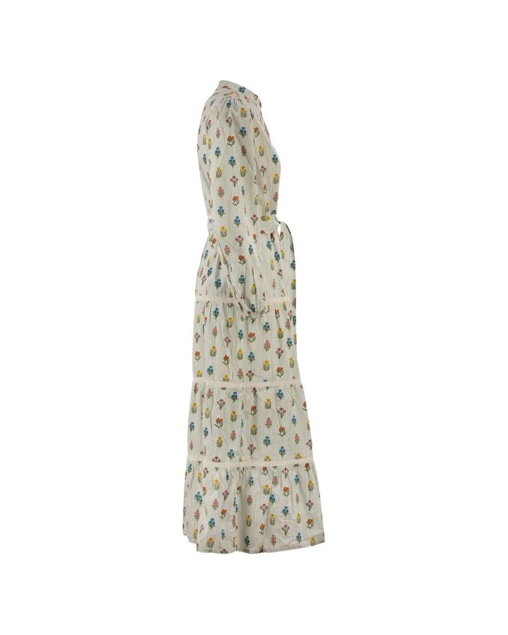 Mc2 Saint Barth White Mumbai Floral-Print Midi Dress