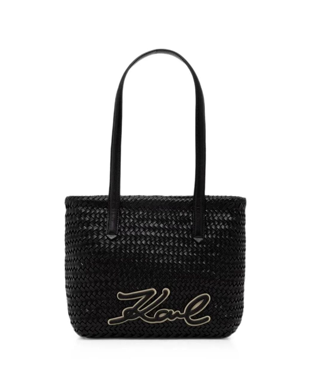 Karl Lagerfeld Black K/Signature Braided Tote Bag