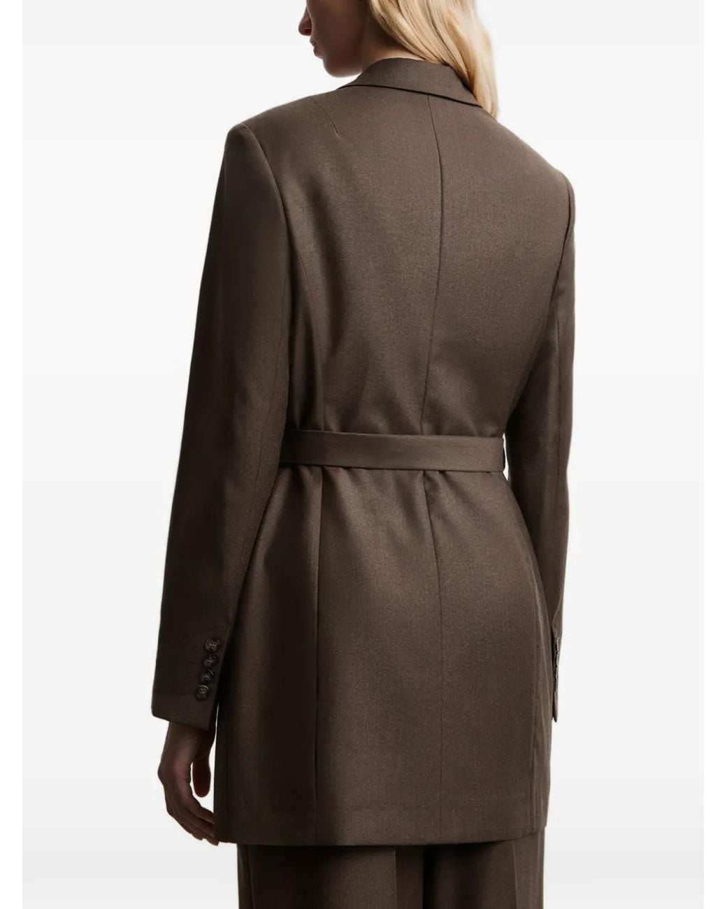 12 STOREEZ Brown Belted Wool Blazer