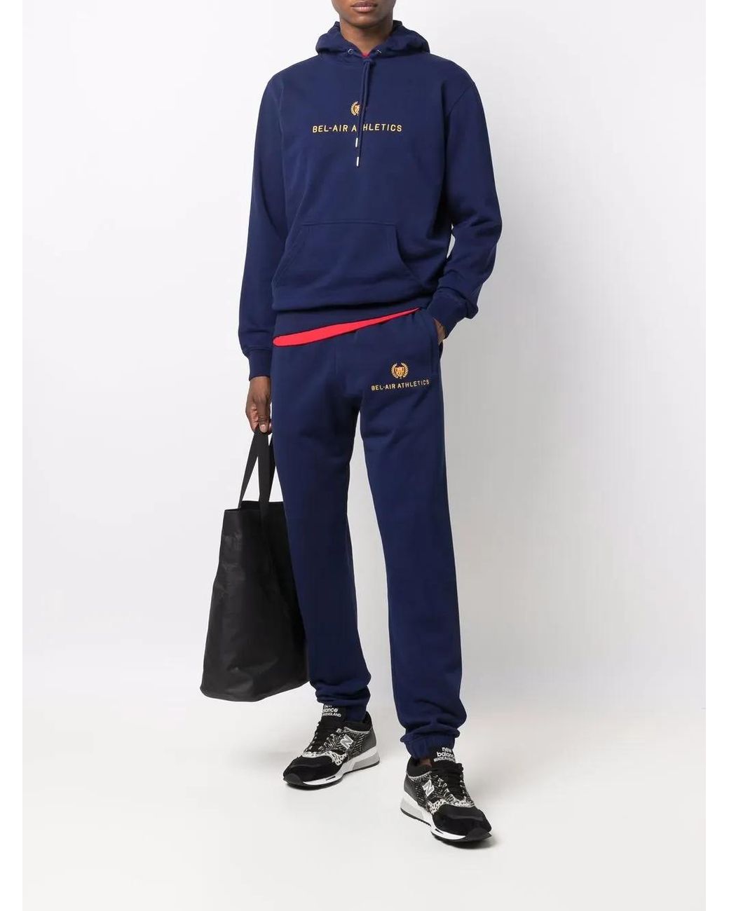 BEL-AIR ATHLETICS Embroidered Logo Crest Trackpants in Blue