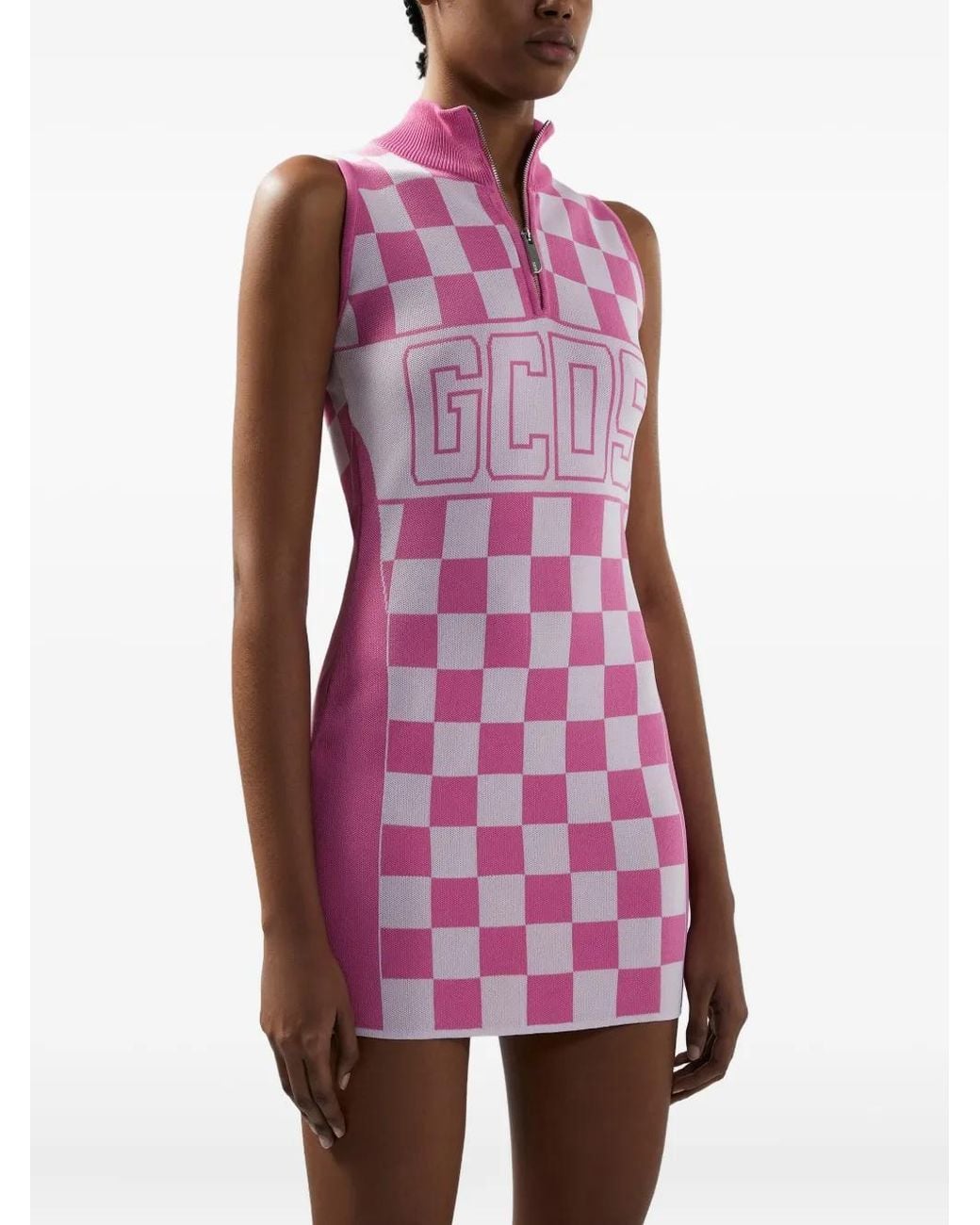 Gcds Pink Mini Dress With Logo Print